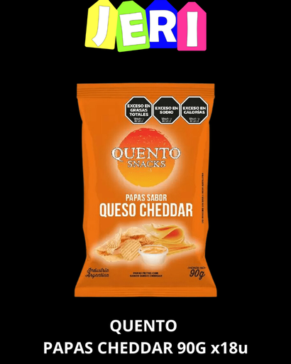 SNACKS QUENTO PAPAS CHEDDAR 90G X18U