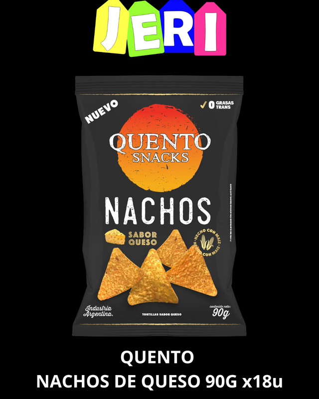 SNACKS QUENTO NACHOS DE QUESO 90G X18U