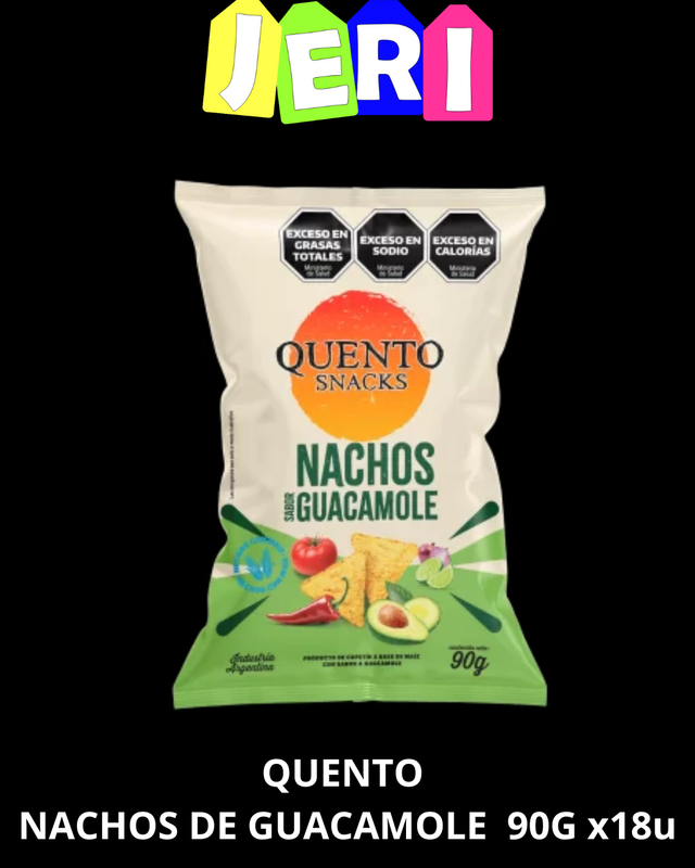 SNACKS QUENTO NACHOS DE GUACAMOLE 90G X18U