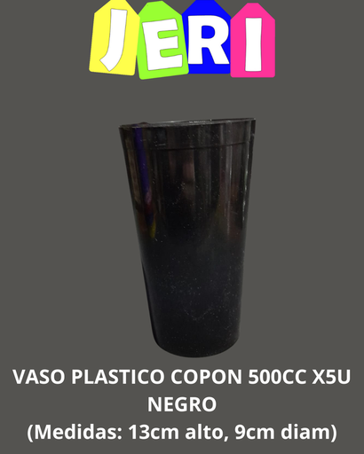 VASO PLASTICO COPON 500CC X5U (NEGRO)