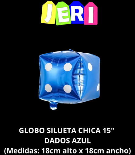 GLOBO SILUETA CHICA 15" DADOS (AZUL)