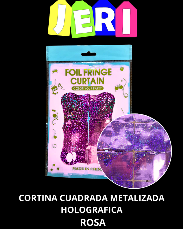 CORTINA CUADRADA METALIZADA HOLOGRAFICA