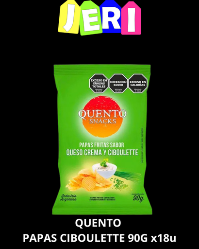 SNACKS QUENTO PAPAS CIBOULETTE 90G X18U