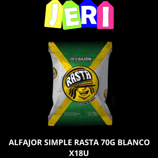 ALFAJOR SIMPLE RASTA 70G BLANCO X18U 